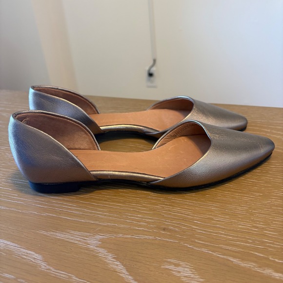 J. Jill Shoes - J. Jill‎ Womens Metallic Pewter Leather d'Orsay Pointed Toe Flats Size 8.5